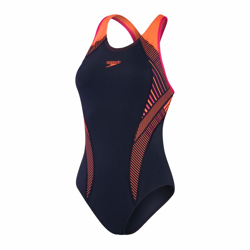 Costum baie femei Speedo Placement LB bleumarin portocaliu