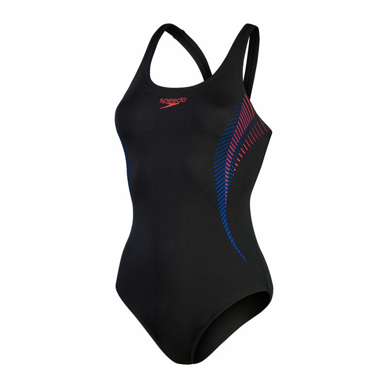 Costum baie femei Speedo Placement Muscleback negru rosu